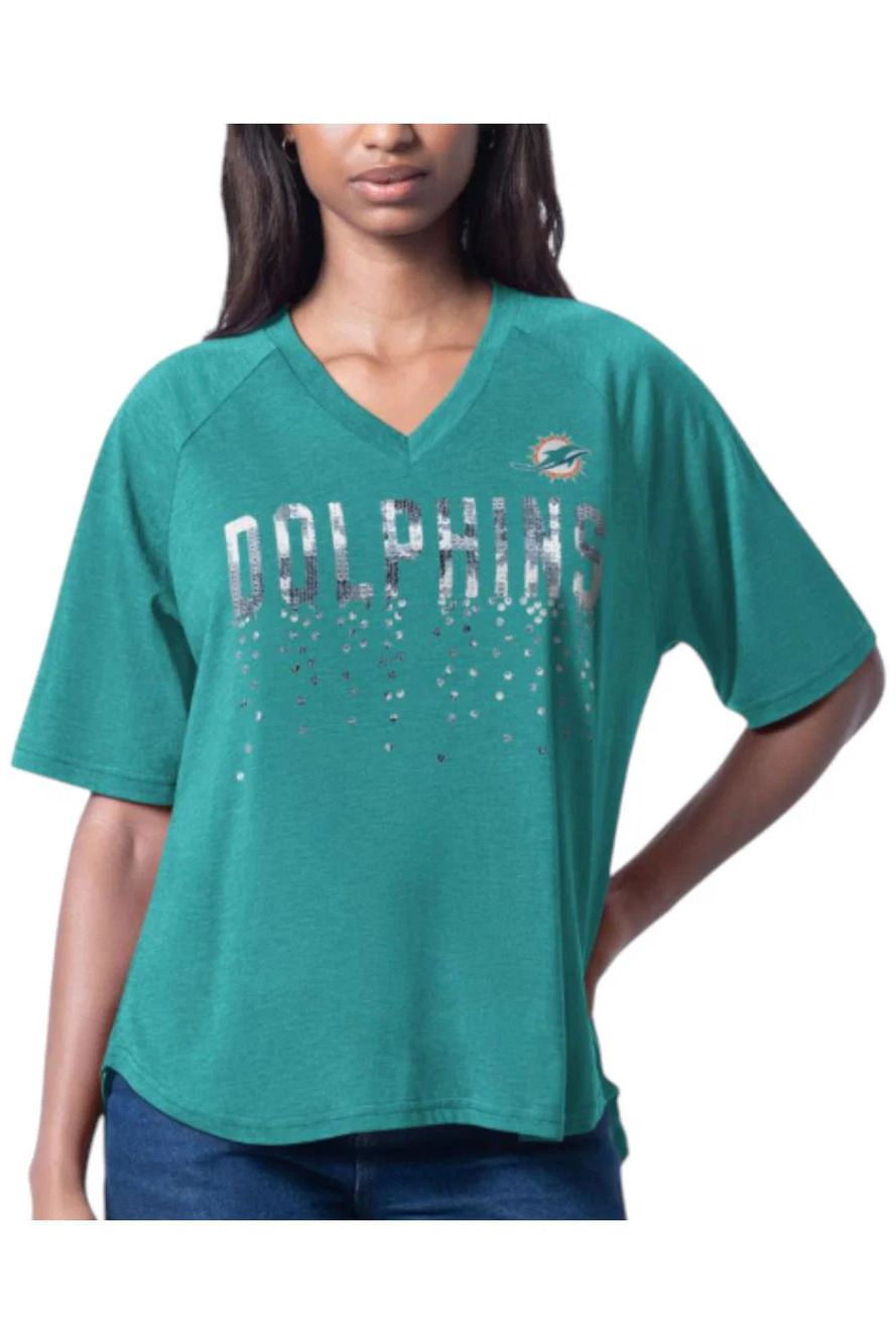 NFL Women's Sequin Top by Glll Dolphins - Regular